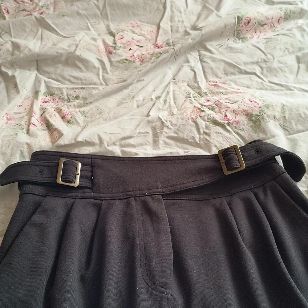 Anthropology Maeve Black Pencil Skirt Buckles - Picture 2 of 5